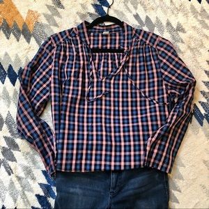 Plaid peasant blouse